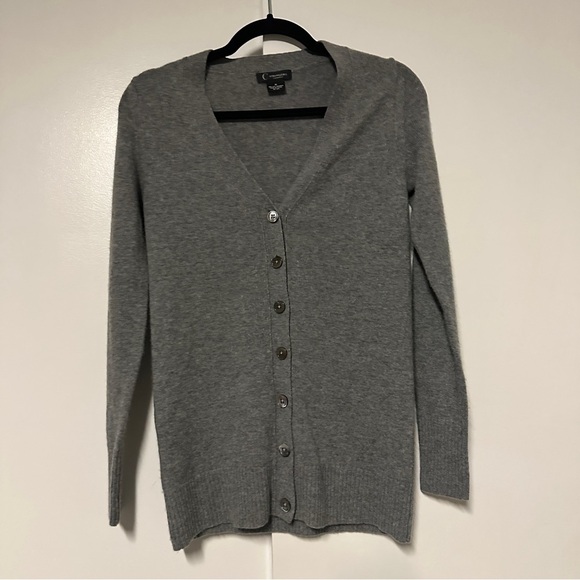 C by Bloomingdale's Cashmere Grandfather Gray Button Up Cardigan Size XS - Picture 5 of 10